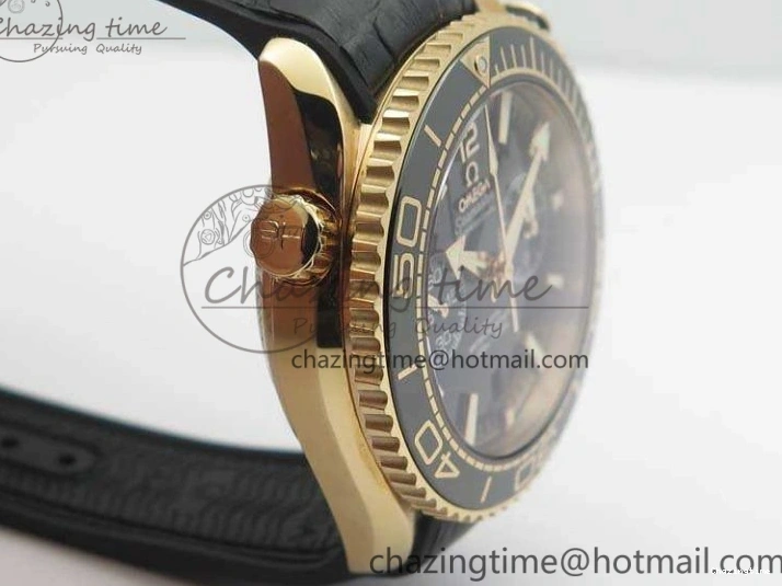 0515 Elegant Seamaster Pro Chrono RG OM Best Edition Black Ceramic Black Dial On Gummy Strap A 8128